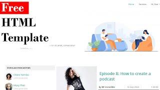 Podcaster | Create an HTML Template + Free download source code | Quickcode UI Tutorial