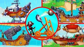 The Catapult: Stickman Pirates - All Bosses (Boss Fight) 1080P 60 FPS