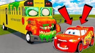 Big & Small : McQueen VS ZOMBIE SCHOOL BUS Eater Cars VS Thomas Train in BeamNG.Drive