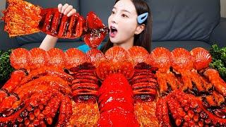 불닭  랍스터 테일 문어 오징어 팽이버섯 먹방 & 레시피 Lobster Octopus Enoki mushrooms Seafood Boil Mukbang ASMR Ssoyoung