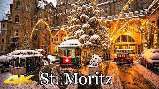 ST. MORITZ ️A Magical Christmas Evening Walk Tour in St. Moritz, Switzerland️4K 50p