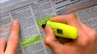 ASMR Newspaper page turning and highlighting. Crinkle paper, highlighter (no talking)