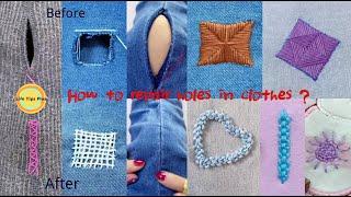 14 ways to repair holes in clothes.Amazing Embroidery Stitches For Beginners /Guide to Sewing.