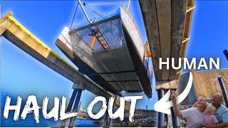 Aluminum Catamaran Haul Out + Tips, Tricks & FAQs & Prepping for Life on the Hard (Ep. 136)