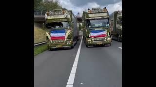 Dutch truckers supporting farmers have protested against climate change policies in the Netherlands.