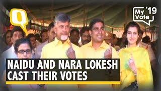 TDP's Chandrababu Naidu And Nara Lokesh Cast Their Votes in Amaravati | The Quint