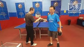 Happy Table Tennis Practicing (3)：3 people played a doubles game  快乐乒乓练习之三：三人双打，大郭对老杨老郭