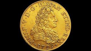 1729 S SPAIN GOLD 8 ESCUDOS  LEGEND ERROR PHILP