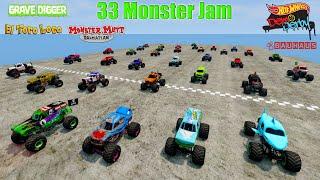 33 Monster Trucks Epic Race, Grave Digger Monster Jam Racing