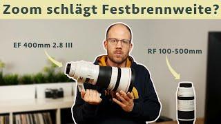 Telezoom schärfer als Festbrennweite? | Vergleich Canon EF 400mm 2.8 III vs. RF 100-500mm