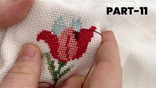 Yeni başlayanlar için etamin havlu işleme / cross stitch towel embroidery for beginners | PART-11 |