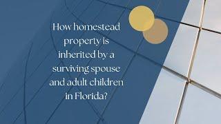 How homestead property is inherited by a surviving spouse and adult children in Florida ?