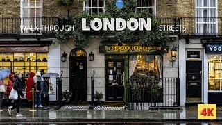 Walking London's SOHO in HEAVY RAIN - Saturday Evening City Ambience