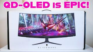 Watch The Best Gaming Monitor in 4K HDR - ALIENWARE 34 CURVED QD-OLED GAMING MONITOR AW3423DW