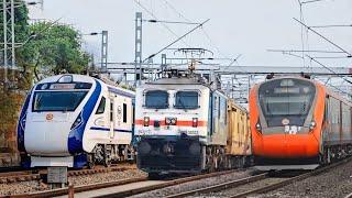 Dangerous 130kmph WAP7 Haldia SF+BBS Janshatabdi+Garib Rath+Uttar Banga attacks Baruipara- IR