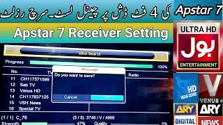 How to tune Apstar 7 Channels to the dish receiver at home | tuning | channels setting