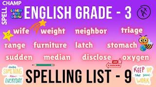 English Grade 3 Spelling List 9