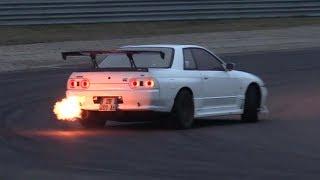 Nissan GT-R R32 N1 Nismo - Sideways, powerslides, flames, on board & turbo sound