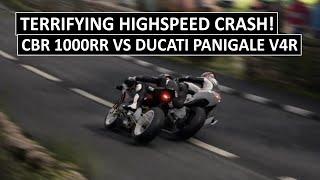 Horrific Crash! CBR 1000RR Overtaking Goes Wrong, Extreme Road Racing (Isle Of Man TT)