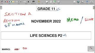 GRADE 11 LIFE SCIENCE P2 TERM 4 REVISION SECTION A NOV 2022 PAPER