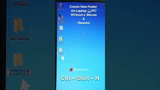 Create New Folder On Laptop/PC Without a Mouse and Rename #shorts #youtubeshorts