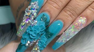 Watch me work | Teal sparkle | 3D Roses