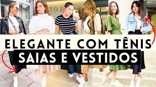 COMO SER ELEGANTE COM TÊNIS COM SAIAS E VESTIDOS DA MODA VERÃO 2025!