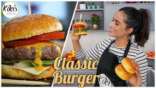 Kikis Classic Burger / Cheeseburger selber machen / mit karamellisierten Zwiebeln