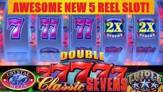 I found a really fun new 5 REEL slot! DOUBLE 77777 Classic Sevens + Triple Stars + CRYSTAL BELLS