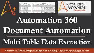 Automation 360 | Multple Table Data Extraction | Document Automation Automation Anywhere