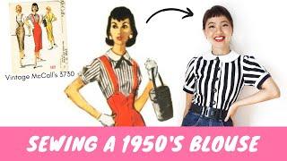 Sewing A Vintage 1950's Blouse [VINTAGE PATTERN SEWING VLOG] | Gwenstella Made