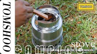 TOMSHOO Portable Folding Windproof Wood Burning Stove Compact Stainless Steel Outdoor Camping Gear