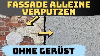 Außenwand alleine mit Rollputz verputzen (Ohne Gerüst)