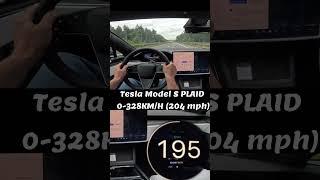 Tesla Model S Plaid's Insane Acceleration from 0-328 KM/H on the Autobahn #shorts  #tesla