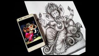 Attractive Ganpati Bappa Sketch / Drawing Of God Ganesh / Step By Step Ganpati  Bappa Sketch