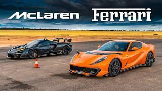 Ferrari vs McLaren DRAG/ROLLING RACE! Senna vs 812 Competizione