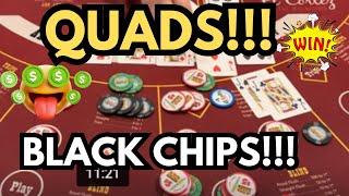 ULTIMATE TEXAS HOLD 'EM in LAS VEGAS! QUADS!!! WINNING BLACK CHIPS!!!