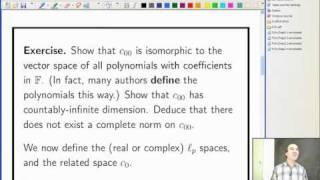 Lecture 16b: Functional Analysis - Sequence spaces