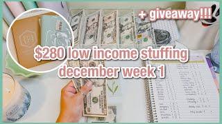 $280 cash envelope & sinking funds stuffing + GIVEAWAY | december #1 | low income budget