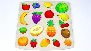 Learning Fruits & Berries Puzzle - Apple, Banana, Orange, Cherry | Preschool Toddler Learning
