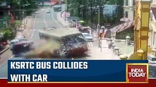 WATCH: KSRTC Bus Collides With Car, Rams In To Church Wall In Pathanamthitta | Kerala Road Accident