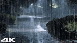 BEAT INSOMNIA | Torrential Rain on Park & Powerful Thunderstorm Sounds At Night