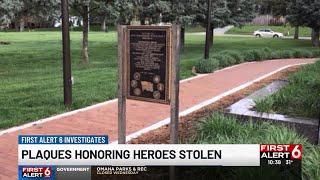 Bronze plaques honoring war heroes stolen from Omaha's Memorial Park