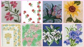 Floral cross stitch Hand embroidery  thick cotton / Beautifull Hand cross stitch