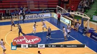 Lucky shot by Vukota Pavić off the backboard