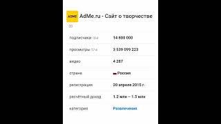 Сколько зарабатывает AdMe.ru- Сайт о творчестве на Youtube!