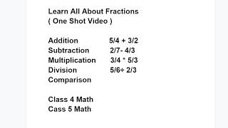 All about Fractions / Fractions / Multiplying fractions / Dividing fractions / Comparing fractions