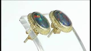 Lightning Ridge Sterling Silver Triplet Opal Studs