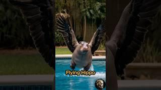 Moo deng can fly? Hippo can fly? #shorts #animals #funny #cute #memes  #moodeng #hippo