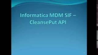 13. Informatica MDM SIF - CleansePut API